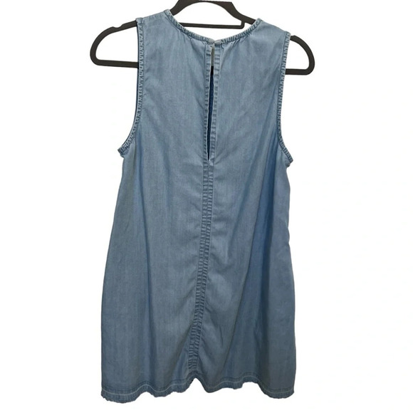 RVCA Chambray Sundress with Frayed Hem Light Wash Size Medium - Picture 2 of 7